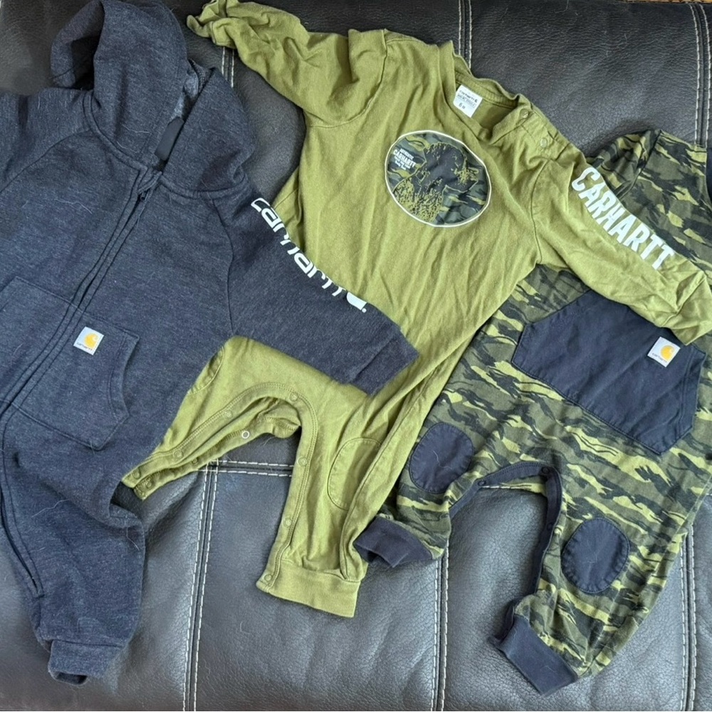 Carhartt 6 Month Boys Lot of 3 - Coveralls and Long sleeved One Pieces